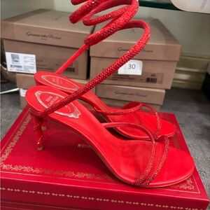 Rene Caovilla Red Spiral Heels